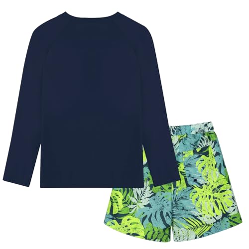 Boys Rash Guard Swimsuits Set with Swim Trunk 2 Piece Long Sleeve Swim Shirt and Bathing Suit Kids Youths Swimwear2