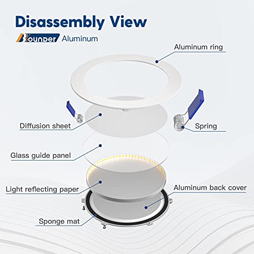 6 inch Ultra-Thin Led Recessed Lights 5000K Daylight Dimmable Ceiling Light Downlight with Junction Box 12.5W 850 lm ETL 6 Pack