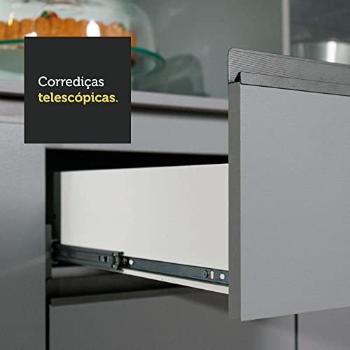 Armário de Cozinha Completa 240cm Cinza Nice Madesa 03