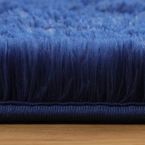 Pagisofe Soft 4X4 Feet Round Navy Rug,Circle Rugs For Kids Bedroom,Fluffy Carpets,Shaggy Rugs, Small Children Rug, Furry Teepee Mat, Comfy Reading Rug, Circular Rug,Area Rugs For Girls Boys Baby Room #TOP2