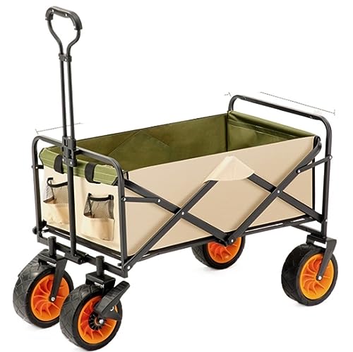 Utility Cart – Tragbarer, schmaler Trolley mit 4 Rädern für Garten, Lebensmittel, Strand und Camping, zusammenklappbares Design mit einfacher Schubstange für den Umgang mit Waren