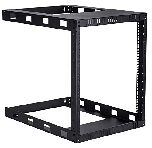 Kenuco Black 12U Wall Mount Open Frame Steel Network Equipment Rack 24 Inch Deep - Black - 12U Deep - W19'' x D24'' x H24.5'' (DEEP-12U)