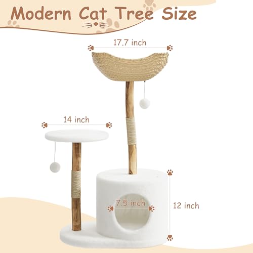 Árbol para gatos moderno de madera natural 24.41 in miniatura 2