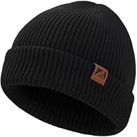 ricema Beanie Mütze Herren Damen Winter Warme Wintermütze Strickmütze Dehnbare Weiche Wollmütze Unisex Sport Beanie Hat Geschenke für Männer und Frauen,Schwarz