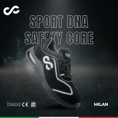 Image of Milan S1 Black Vegan Fibre Toe Safety Shoes for Men & Women