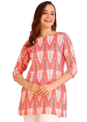 Image of Women's Short Kurti in TopsTunic Rayon Cotton Blend | Ladies Ethnic Tunic