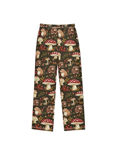 Red Mushrooms and Cute Hedgehogs Boys Pants for Kids Jogger Pants with Pockets S