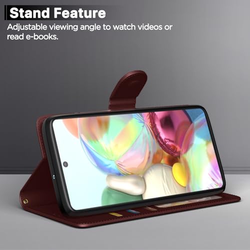 Image of Pikkme Samsung Galaxy A71 Flip Case Leather Finish | Inside TPU with Card Pockets | Wallet Stand and Shock Proof | Magnetic Closing | Complete Protection Flip Cover for Samsung Galaxy A71 (Brown)