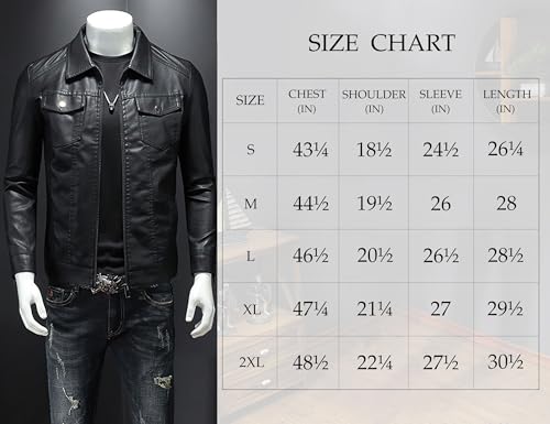 ZFBAOJT Mens Leather Jacket Motorcycle Black Biker Jackets Vintage Faux Leather Outwear Casual - Image 7