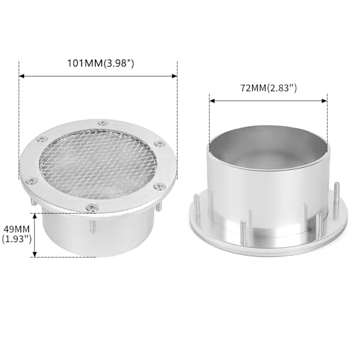 Image of BARTOO Bumper Intake Air Duct Vent Car Mesh Grille Inlet Cover, Racing Trim Hood Scoop Accessory Modification, Silver