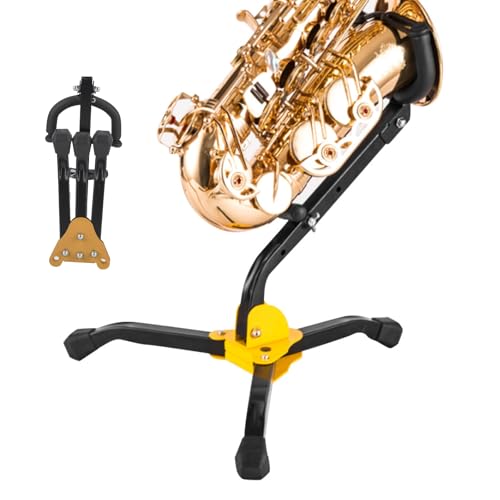 Cocoarm Faltbarer Saxophonständer, Verstellbarer Stativständer für Alt-Tenorsaxophon, Langlebiges Metallstativ für Saxophon, Tragbarer Tenorsaxophonständer mit Sicherungsstift