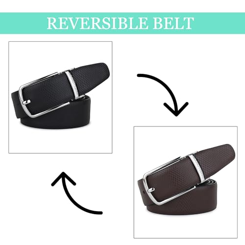 Image of HAYES LONDON Belts for Men Leather Original - Belt for Men Formal with Classic Design, Durable and Italian Reversible Men Belts for All Occasions