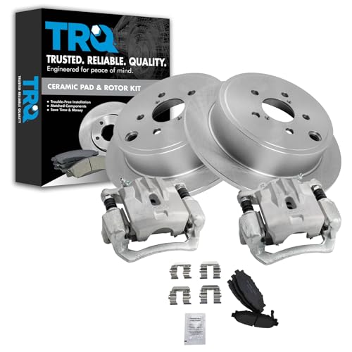 Image of TRQ Rear Brake Pad and Rotor Set Ceramic Solid Rotors Calipers | For 2010-2014 Subaru Legacy 2010-2014 Outback
