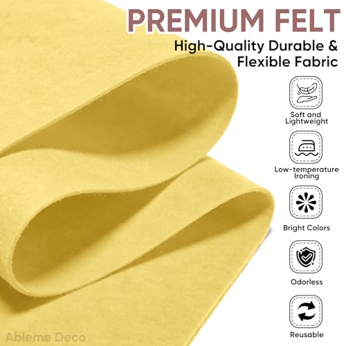 Image of Soft Felt Fabric Sheet 18 inch x 36 inch, 1.6mm Acrylic Craft Felt, Maize Yellow | Soft Thick Felt by The Yard, Large Precut Sheet, Nonwoven Fabric for Sewing DIY Crafts, Classroom & Home Decor