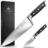 Saken Chef Knife and Paring Knife Set - 2-piece Professional Kitchen Knife Set with Ultra-Sharp, High-Carbon German Steel Blade and Ergonomic Wooden Handles - 8" Chef Knife, 3.5" Paring Knife