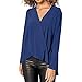 Produktbild JUTOO Mode Damen Chiffon Solid T-Shirt Büro Damen V-Ausschnitt Langarm Bluse Top(Blau ,EU:44/CN:L)
