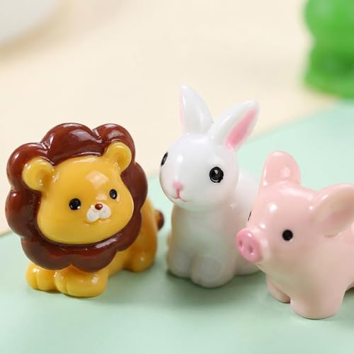 heqxwl 40 Stück Mini Harz Tierfiguren – Bunte Kleine Tiere Figuren für Miniaturlandschaft, Feengarten, Aquarium, Puppenhaus, DIY Deko