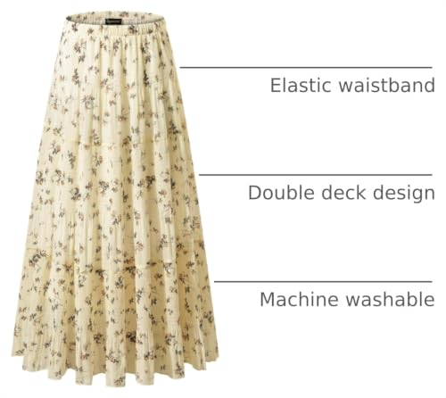 Image of NASHALYLY Women's Chiffon Elastic High Waist Pleated A-Line Flared Maxi Skirts
