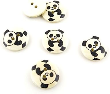 1000x Arts Crafts Flatback Colorful Lovely Clothing Accessory Decoration Cute Wooden Fasteners Notions Sewing Wood Buttons Supplies NK1429 Sitting Panda Round
