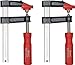 Produktbild Connex Bastler-Schraubzwinge - 100x50mm 2 Stück -rot/schwarz/chromfarbig - vernickelte flache Stahlschiene A3-Stahl 15x4mm - mit Kunststoff-Schutzkappe - Kunststoffgriff/Schraubzwingen Set/COXT865210