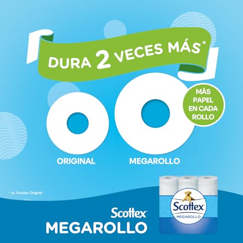 Scottex Papel Higiénico Megarollo doble rollo duradero pack de 48 rollos equivalentes a 96 2
