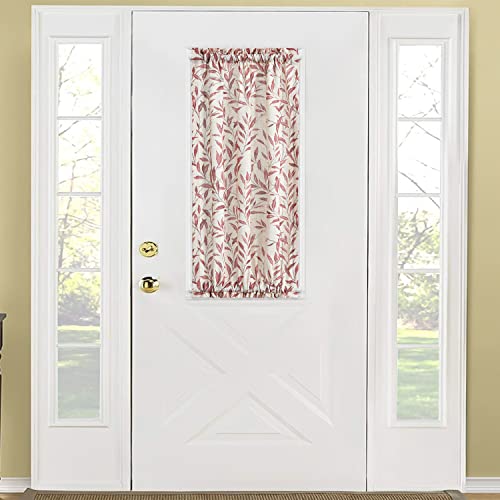 Image of VOGOL Vintage French Door Curtain, Red Leaves Print Short Patio Door Curtains, 1 Panel Rod Pocket Light Filtering Drapes for Living Room, 25 x 40 Inch