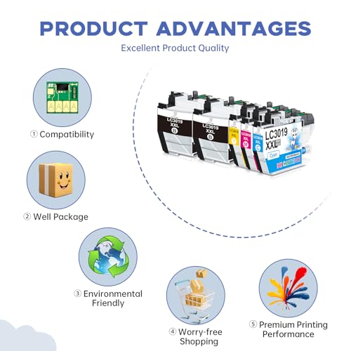 Image of Miss Deer LC3019XXL Ink Cartridges, Comaptible Replacement for Brother LC3019 LC3019XXL LC3017 Work for Brother MFC-J5330DW MFC-J6730DW MFC-J6930DW MFC-J6530DW MFC-J5335DW,5 Pack