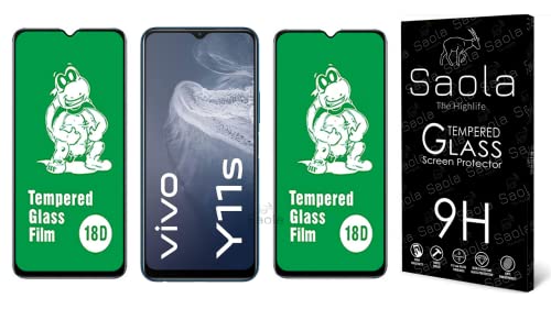 Image of Saola 18D Tempered Glass With Inbuilt AirBag Borders For Vivo Y11s (Pack Of 2) with Free Installation Kit. Full screen Coverage - 6.51 inch