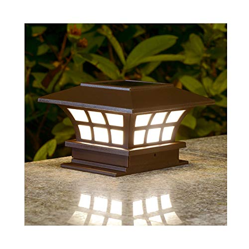 Solar Post Cap Lights Outdoor Set Of 2, Warm White Waterproof Dusk To Dawn Copper Led Solar Deck Fence Post Lamp For Patio Garden Yard #TOP2
