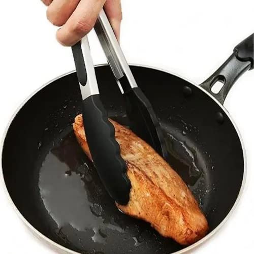 Pegador Pinça Silicone Inox Salada Churrasco Fritura 21cm