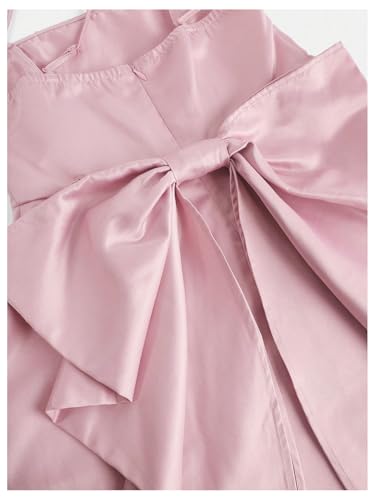 MakeMeChic Girl's Bow Knot Sleeveless Cami Dress Elegant A Line Flared Short Dress4