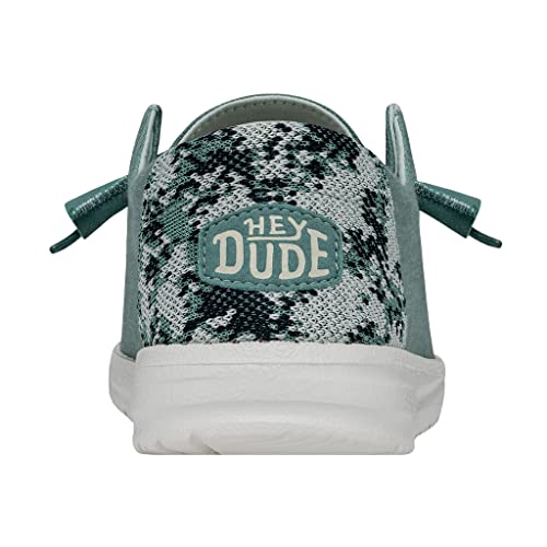 Image of HEYDUDE Women's Wendy Stretch Fleece Sea Blue Size 7 | Women's Shoes | Women's Slip On Shoes | Comfortable & Light-Weight