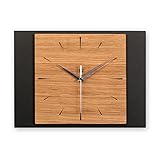 Designer-Wanduhr aus schwarzem MDF & Eiche (Furnier) | kratzfeste, leicht zu reinigende Oberfläche