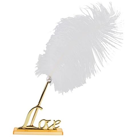 EBTOYS Wedding Feather Signing Pen with Love Sign Pen Stand Holder Wedding Reception Party Table Decor Cover