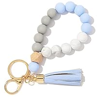 Bracciale portachiavi in silicone con nappina in pelle per auto