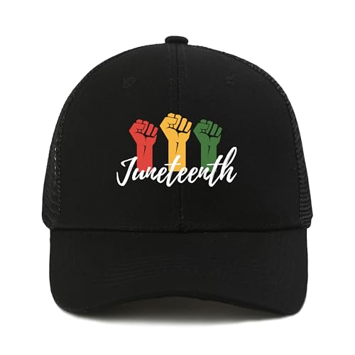 Image of Juneteenth Decorations Black Trucker Hats for Men Women Freedom Day Hat Celebrate 1865 Black History Baseball Cap