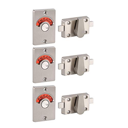 Fdit Stainless Steel Latch Indicating Lock with Vacant Engaged Display for Restroom Bathroom (3PCS)