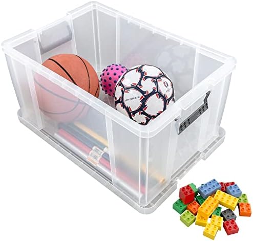 Storage boxes, 10L,15L, 36L with snap closure, reinforced STRONG, stackable, living room, bedroom, garage - Transparent Boxes (36L (Extra Large), 1 Container With Lid)