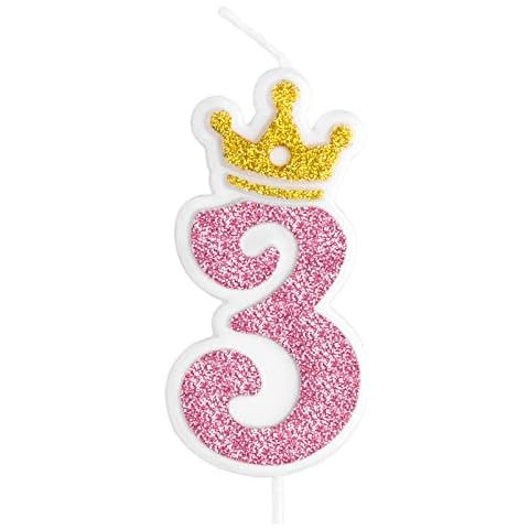 Vela de cumpleaños número 3 corona rosa Cover