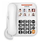 VTech Corded Senior Phone for Elderly with High-Contrast Large Buttons, 8 Photo Speed Dial, Talking Digits, Visual Ringer, Full-Duplex, No AC Power, Earpiece and Speakerphone Volume Control | SN1117