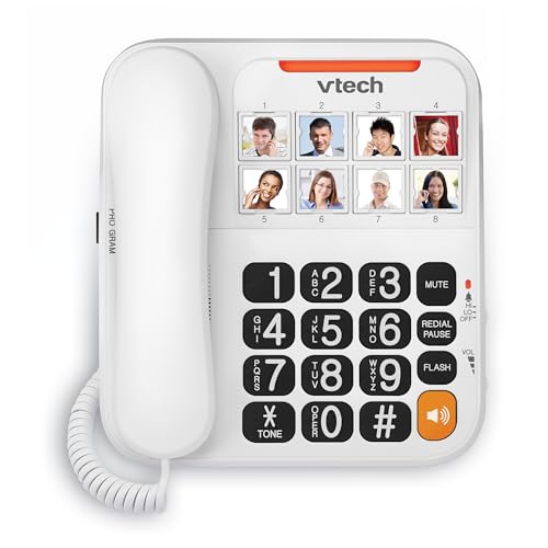 VTech Corded Senior Phone for Elderly with High-Contrast Large Buttons, 8 Photo Speed...