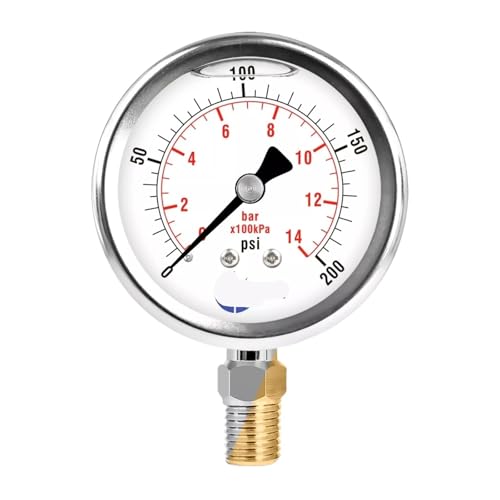 Manomètre de 2-1/2 pouces 200 PSI à montage inférieur pour fluides