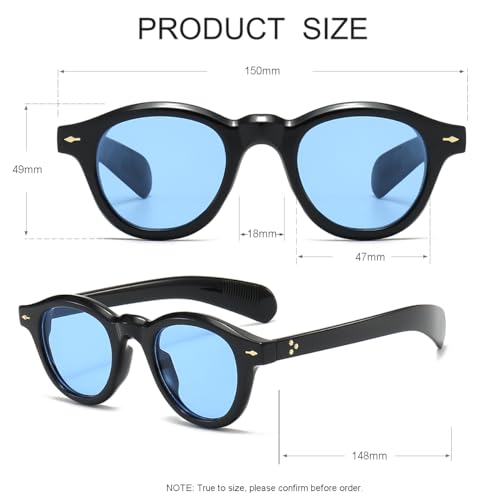 Image of JOVAKIT Trendy Round Sunglasses for Women Men 90s Retro Vintage Classic Fashion Round Frame Sun Glasses Black Shades