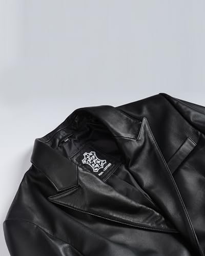 Image of fjackets Mens Leather Blazer Jacket - Real Lambskin Leather Sport Coat, 2-Button, Fully Lined, Business to Weekend