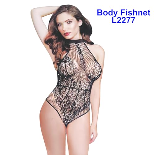 Body Sensual Transparente Arrastão Strass Lingerie Blusa Sexy Balada (L-2277, U)