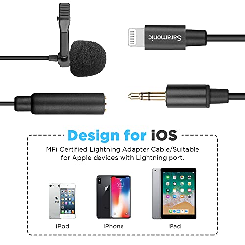 Saramonic Omnidirectional Lavalier Microphone 6M Cable with MFi Certified Lightning Connector for iOS Devices