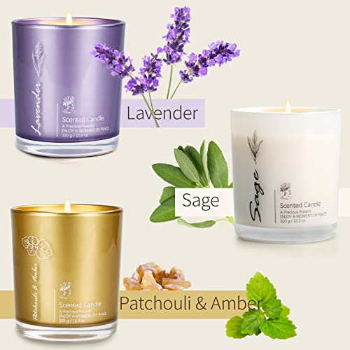 3 Pack Candles For Home Scented Lavender Candle Set Large Jar Candles Gifts For Women,11.3 Oz Soy Sage Candles For Home,Scented Candles Gift Set For Christmas Birthday Gifts #TOP2