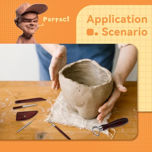 Image of Pottery Tools Kit, Clay Tools Set, Ceramic Tool Kit | Pottery Tools and Supplies with Clay Cutting, Modeling, Trimming Tools for Smoothing, Cleaning, Carving