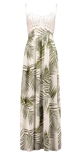 Hailys Damen Viskose Maxi Träger-Kleid Ka44ja mit Palmenprint HF-PO1708104-2 Offwhite Palm (7632) M