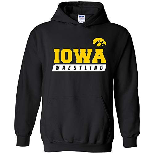 UGP Campus Apparel AH1248 - Iowa Hawkeyes Wrestling Slant Hoodie - Medium - Black